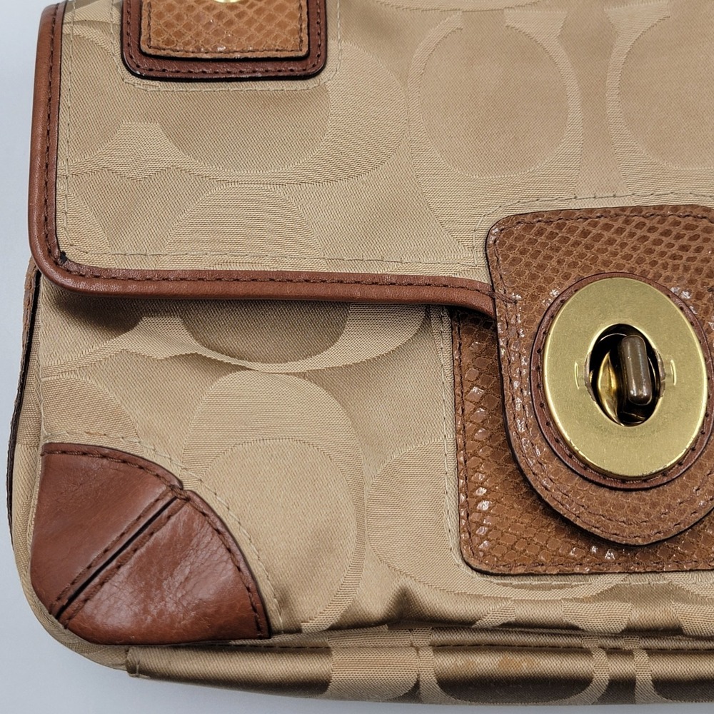 Vintage Coach J0969-14504 Peyton Beige Signature Sateen Brown snake Skin Y2k - Picture 11 of 14
